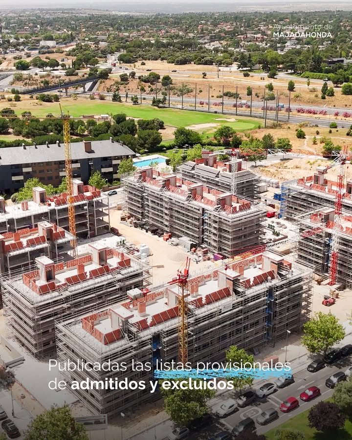 Lista provisional de admitidos y excluidos para la adjudicación de 180 viviendas públicas en Majadahonda.