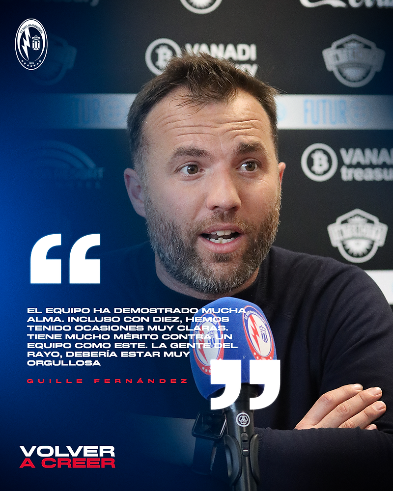 El equipo ha demostrado gran entrega. A pesar de jugar con diez jugadores, hemos tenido oportunidades claras. Es un logro notable contra un equipo de esta categoría. La afición del Rayo debería estar orgullosa.