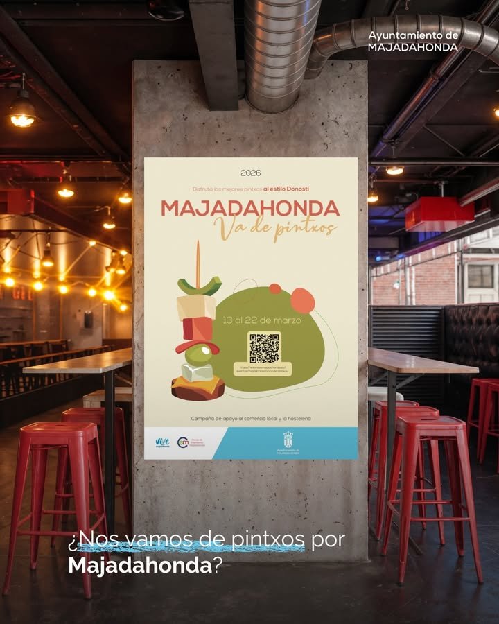 ¿Te apuntas a «Majadahonda va de pintxos»? 🍴 Del 13 al 22 de marzo, disfruta de tapas estilo donostiarra desde 2,50 euros en 14 establecimientos. 😋🍷