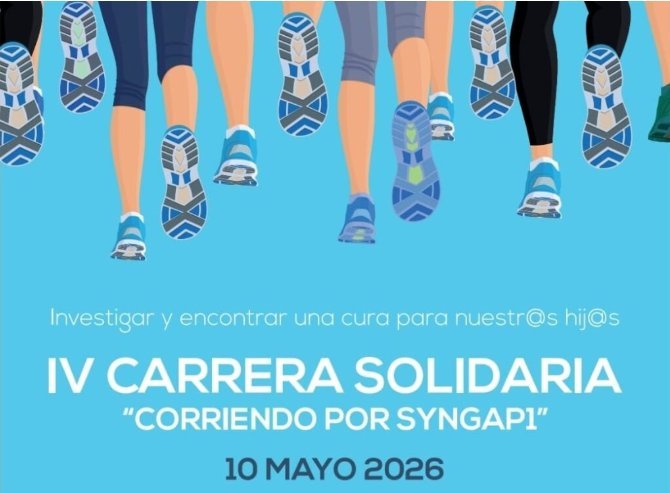 ¿Quieres sumarte a la causa solidaria corriendo por SYNGAP1? Participa en la IV Carrera Solidaria el 10 de mayo en Monte del Pilar #Majadahonda a las 12h, con recogida de dorsales a las 11h. Elige entre 5K o 10K, ¡y también puedes caminar, correr o ir en bici! Inscripciones en la imagen adjunta.