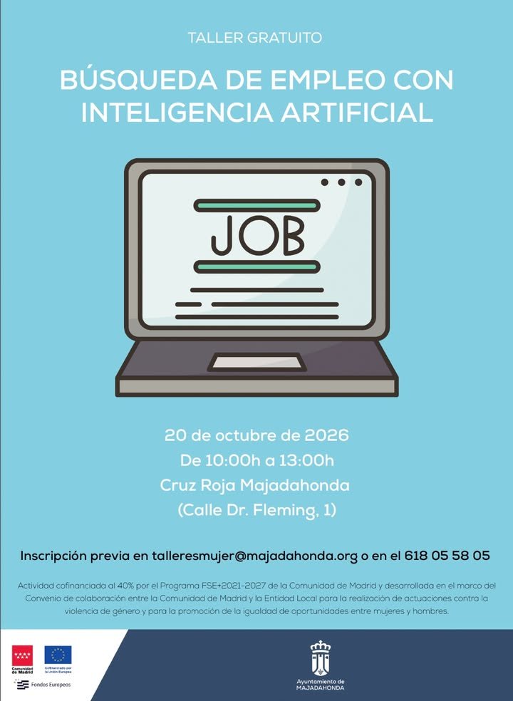 Majadahonda ofrece taller gratuito para mujeres sobre uso de la IA en la búsqueda de empleo